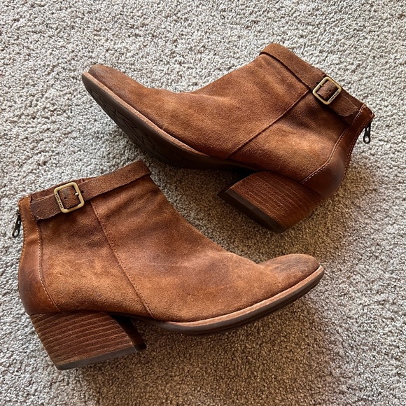 KorkEase Shoes Kork Ease Size 8 Brown Suede Leather Side Zip Heel